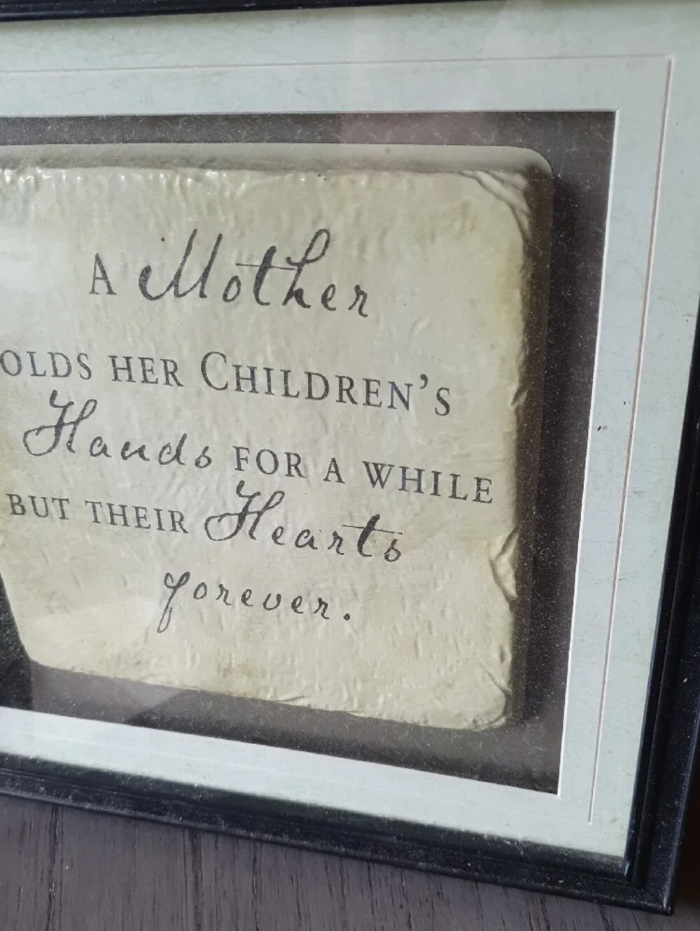 Framed 'A Mother Holds Her Children's Hands' Wall Art - Black